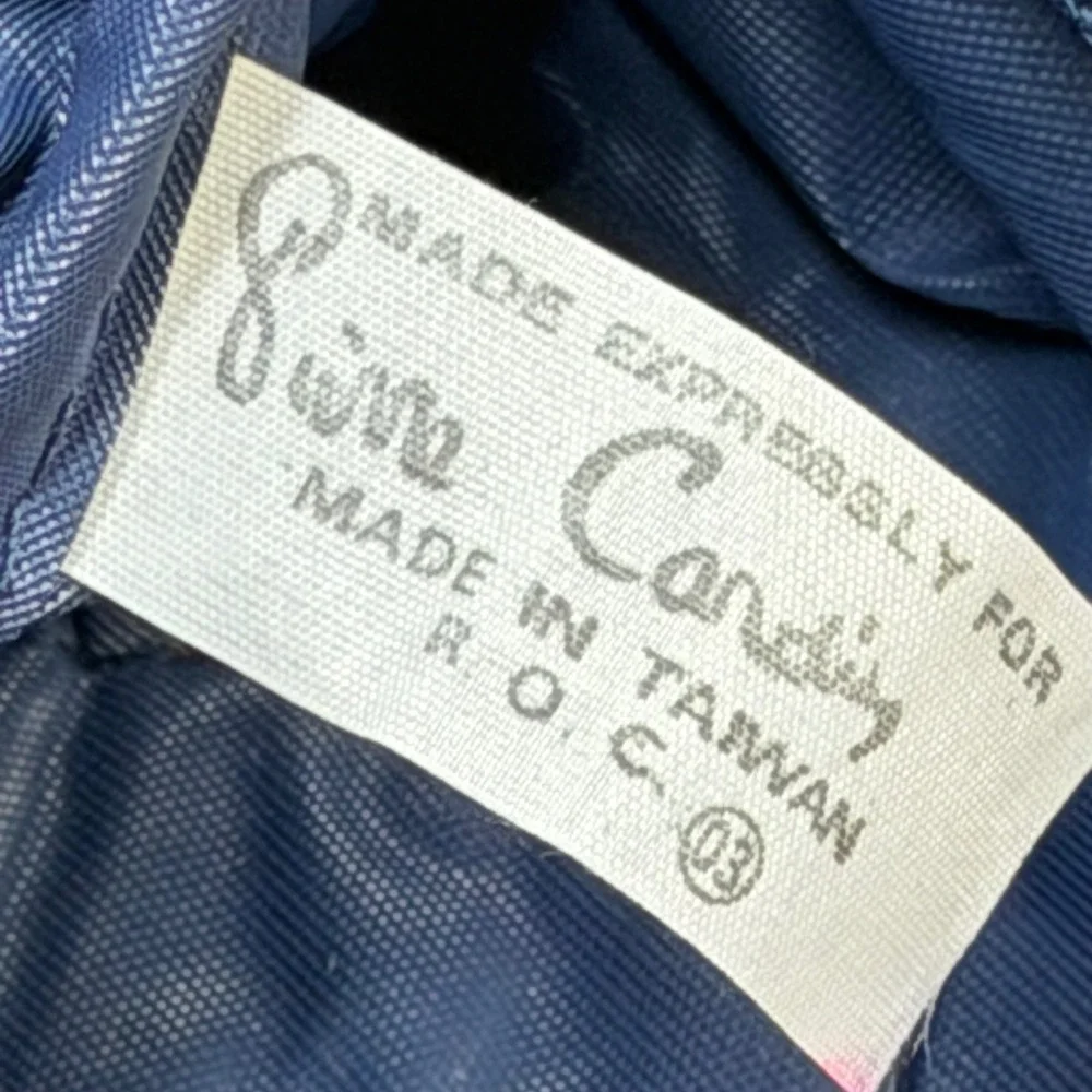 Pierre Cardin Vintage Navy Blue Ripstop Nylon Duffel Travel Bag Burgundy Retro